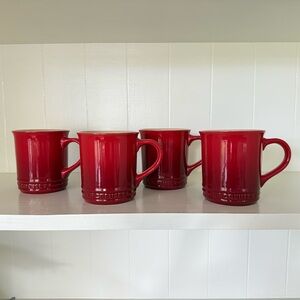 Le‎ Creuset Vancouver Red Stoneware Mugs Set of 4 14oz Cherry